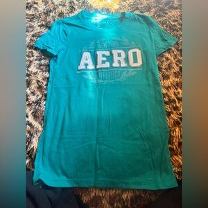 Aeropostale Teal Crewneck Logo Tee